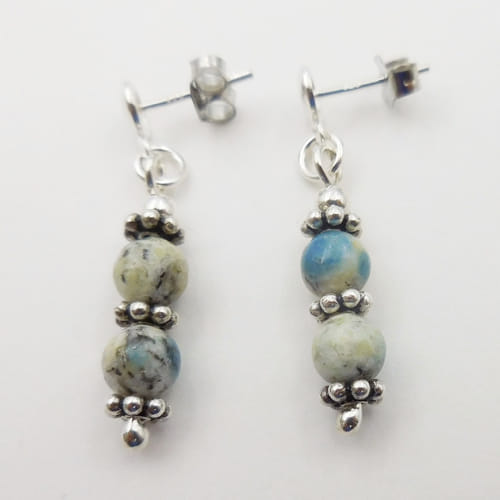 Click to view detail for DKC-1129 Earrings Double Beads/Silver $50